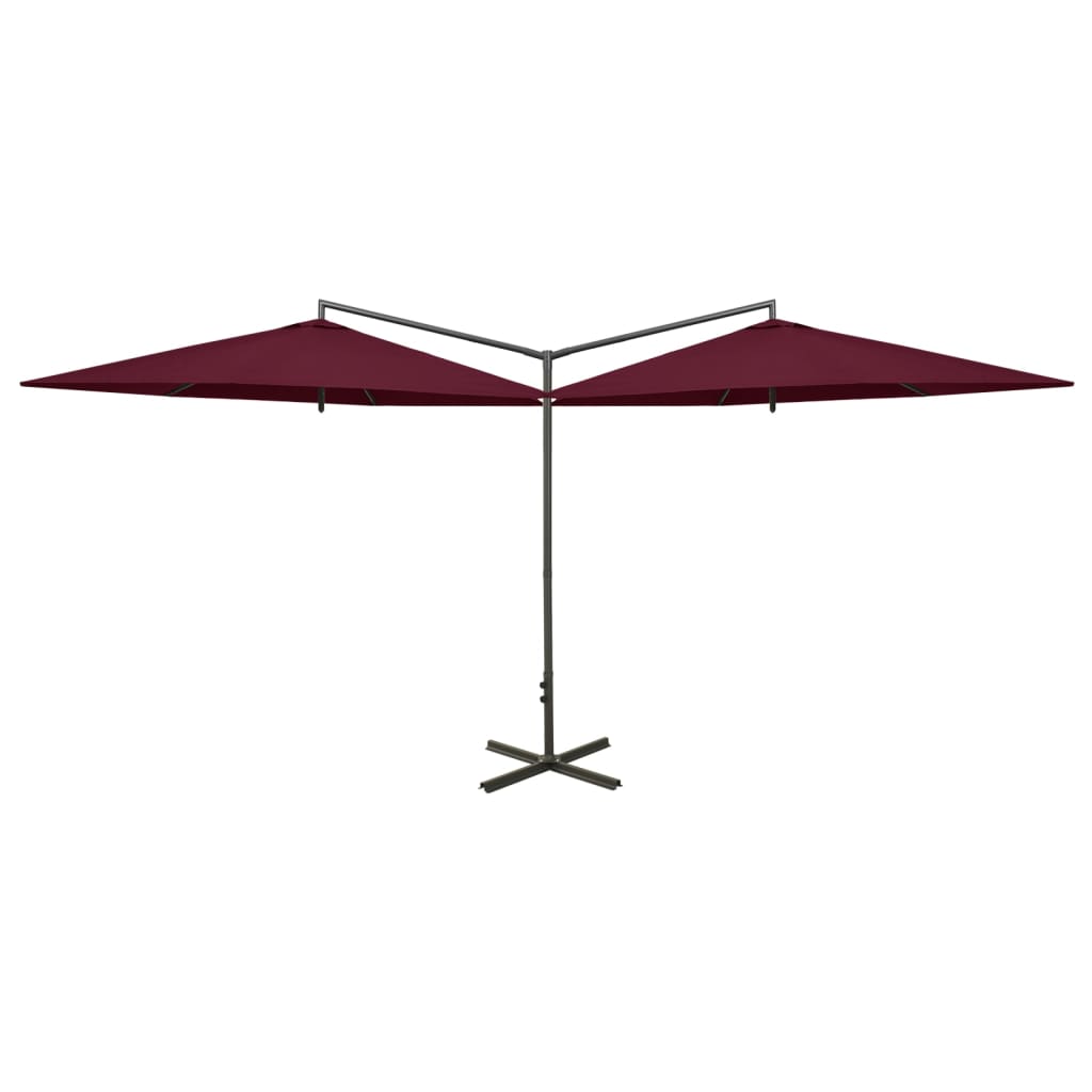 Parasol dubbel met stalen paal 600 cm bordeauxrood - AllerleiShop