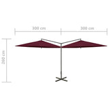 Parasol dubbel met stalen paal 600 cm bordeauxrood - AllerleiShop