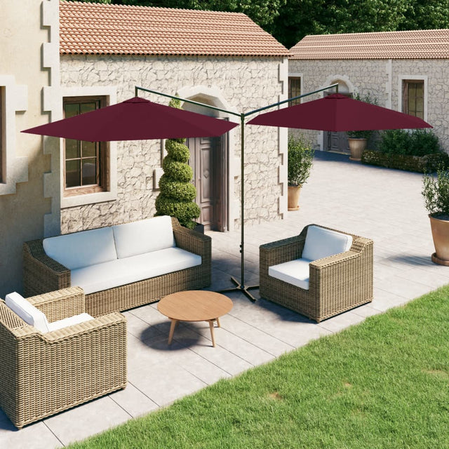 Parasol dubbel met stalen paal 600 cm bordeauxrood - AllerleiShop