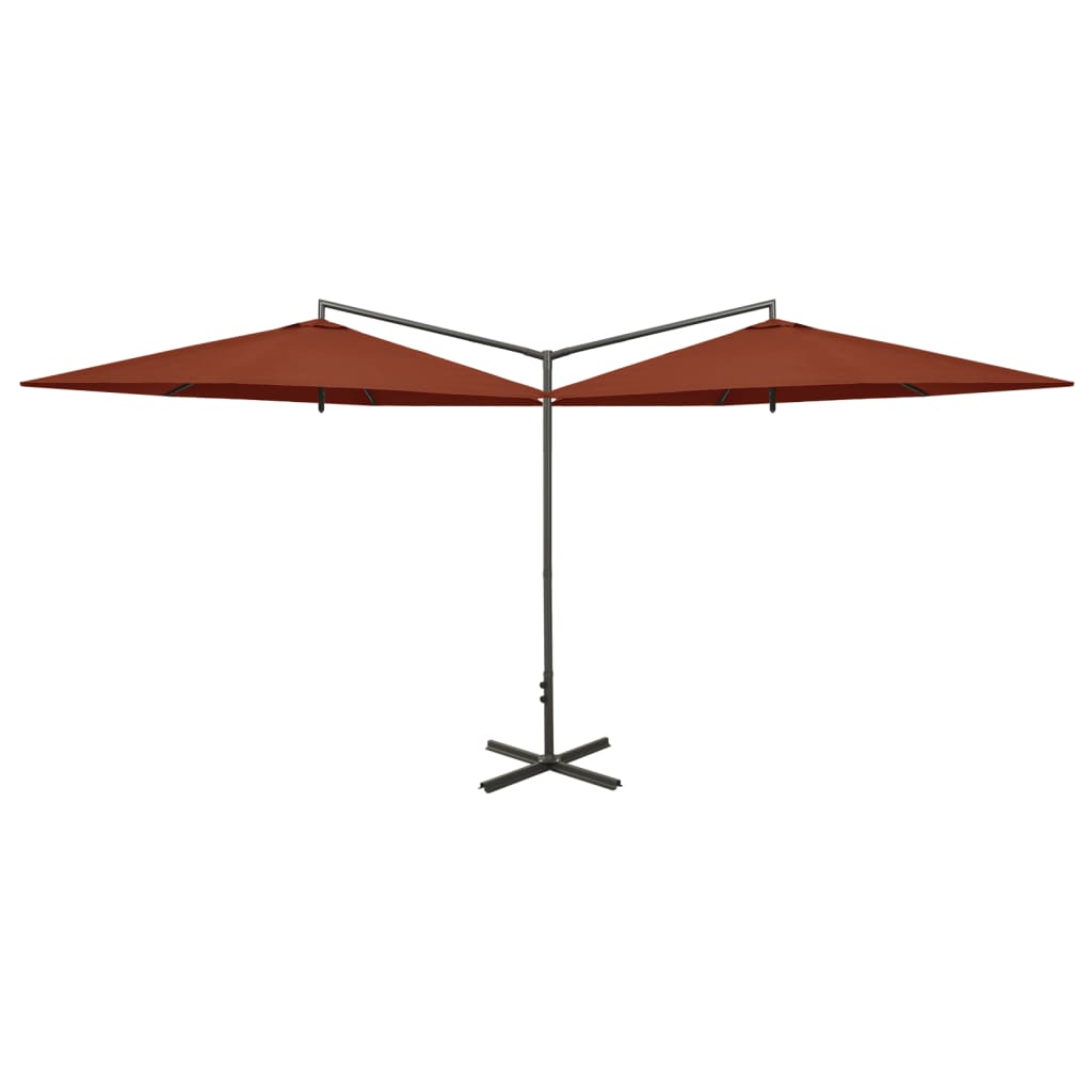 Parasol dubbel met stalen paal 600 cm terracottakleurig - AllerleiShop