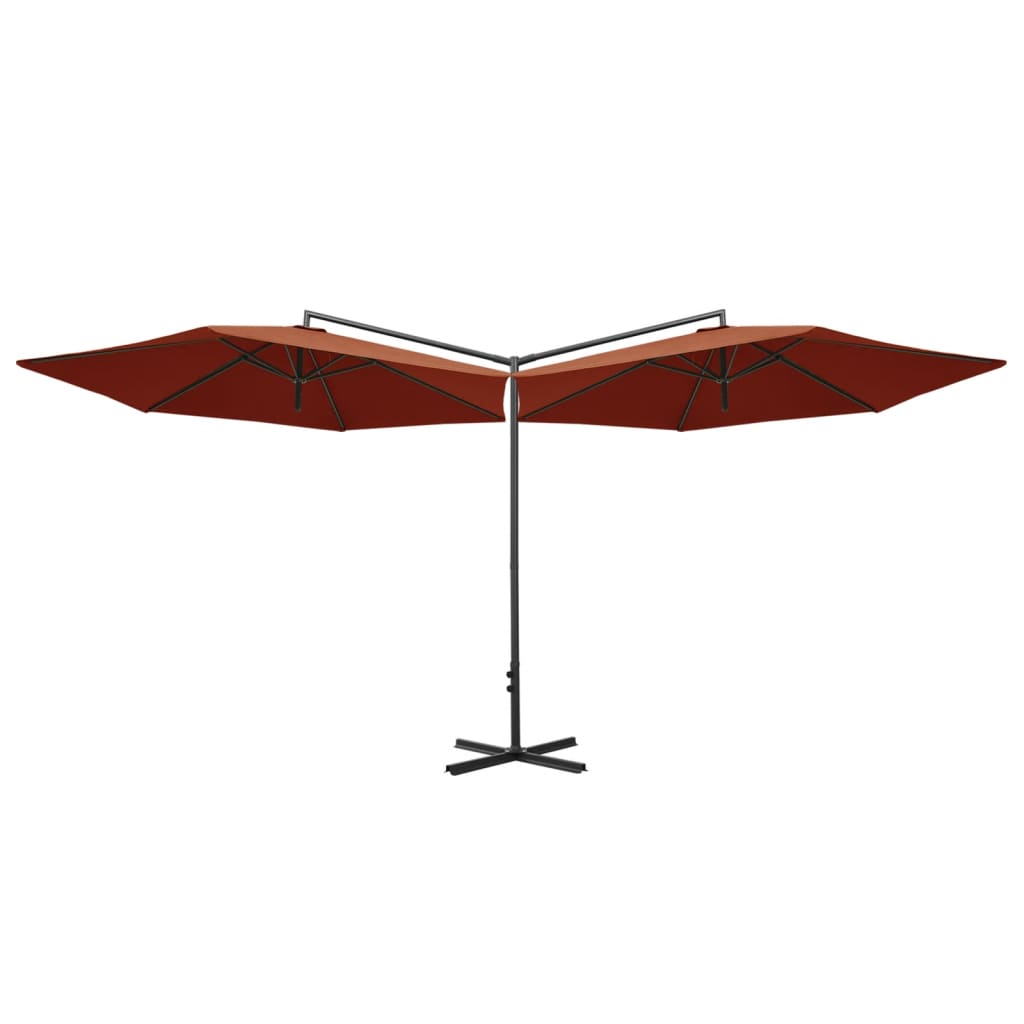 Parasol dubbel met stalen paal 600 cm terracottakleurig - AllerleiShop