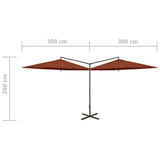 Parasol dubbel met stalen paal 600 cm terracottakleurig - AllerleiShop