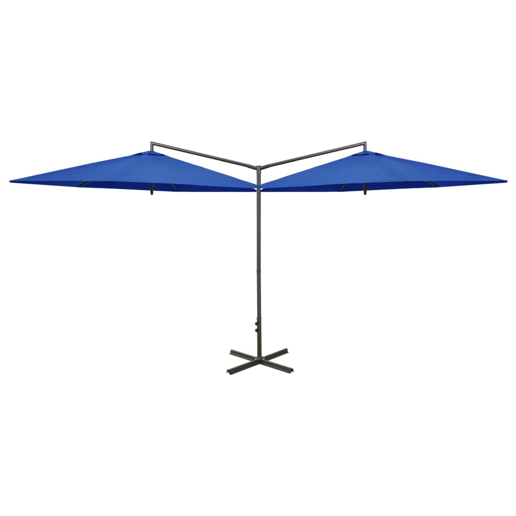 Parasol dubbel met stalen paal 600 cm azuurblauw - AllerleiShop