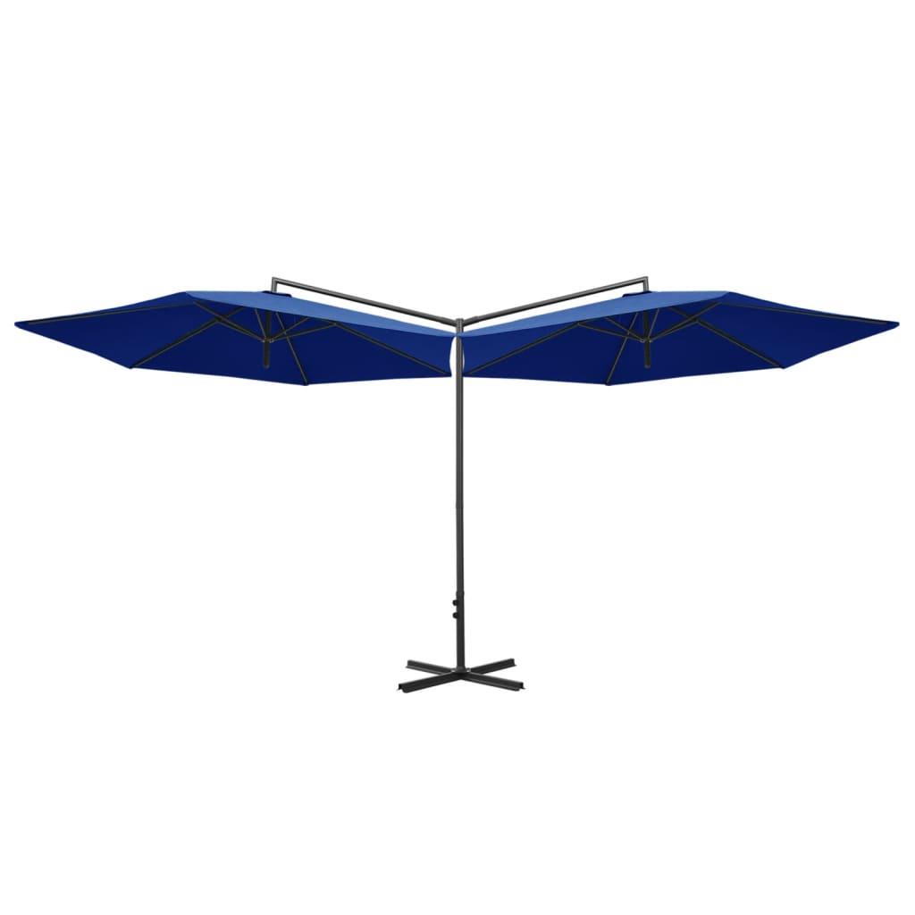 Parasol dubbel met stalen paal 600 cm azuurblauw - AllerleiShop