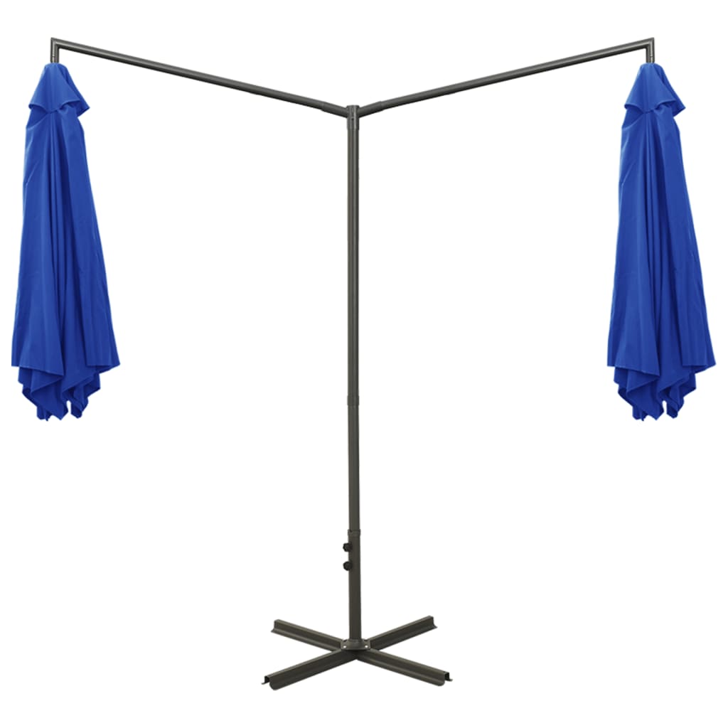 Parasol dubbel met stalen paal 600 cm azuurblauw - AllerleiShop