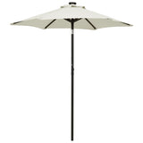 Parasol met LED-verlichting 200x211 cm aluminium zandkleurig