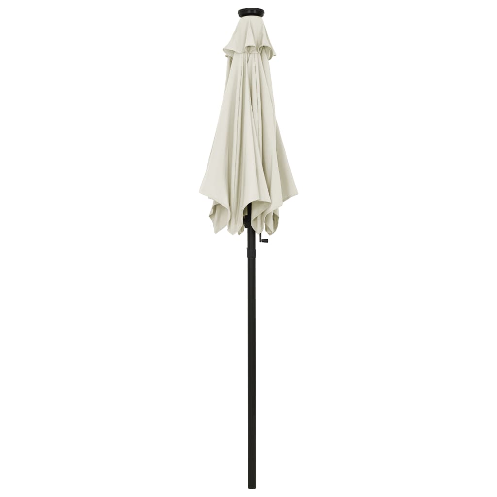 Parasol met LED-verlichting 200x211 cm aluminium zandkleurig