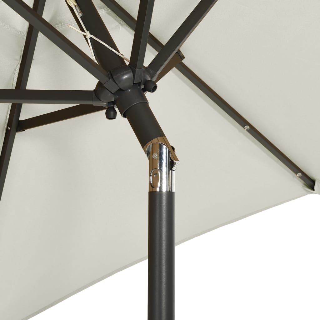 Parasol met LED-verlichting 200x211 cm aluminium zandkleurig