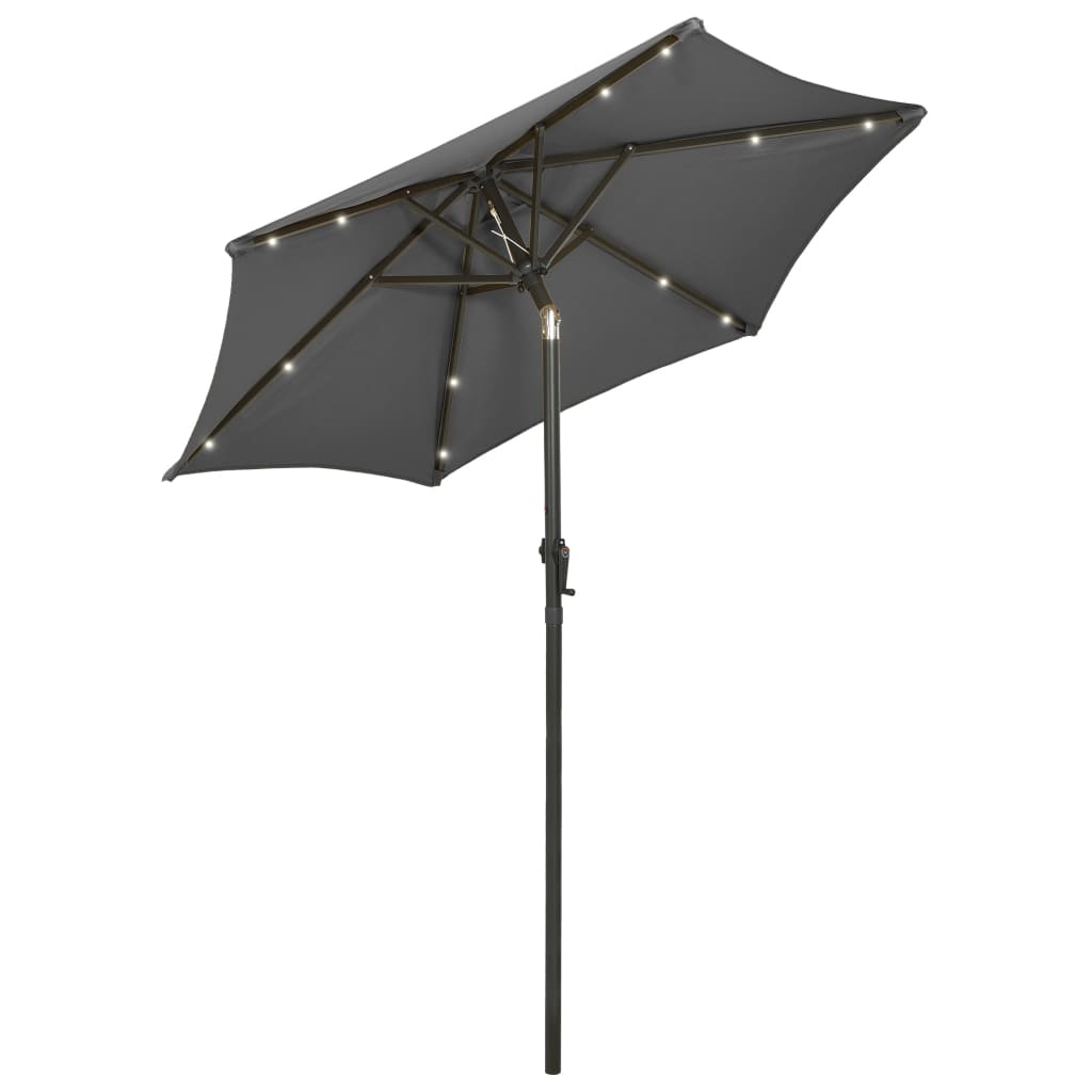 Parasol met LED-verlichting 200x211 cm aluminium antracietkleur