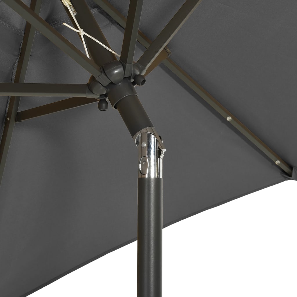 Parasol met LED-verlichting 200x211 cm aluminium antracietkleur