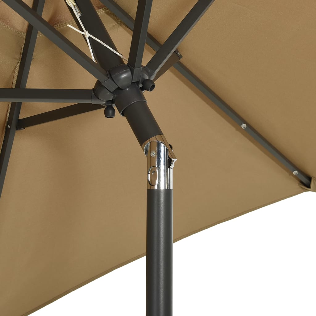 Parasol met LED-verlichting 200x211 cm aluminium taupe