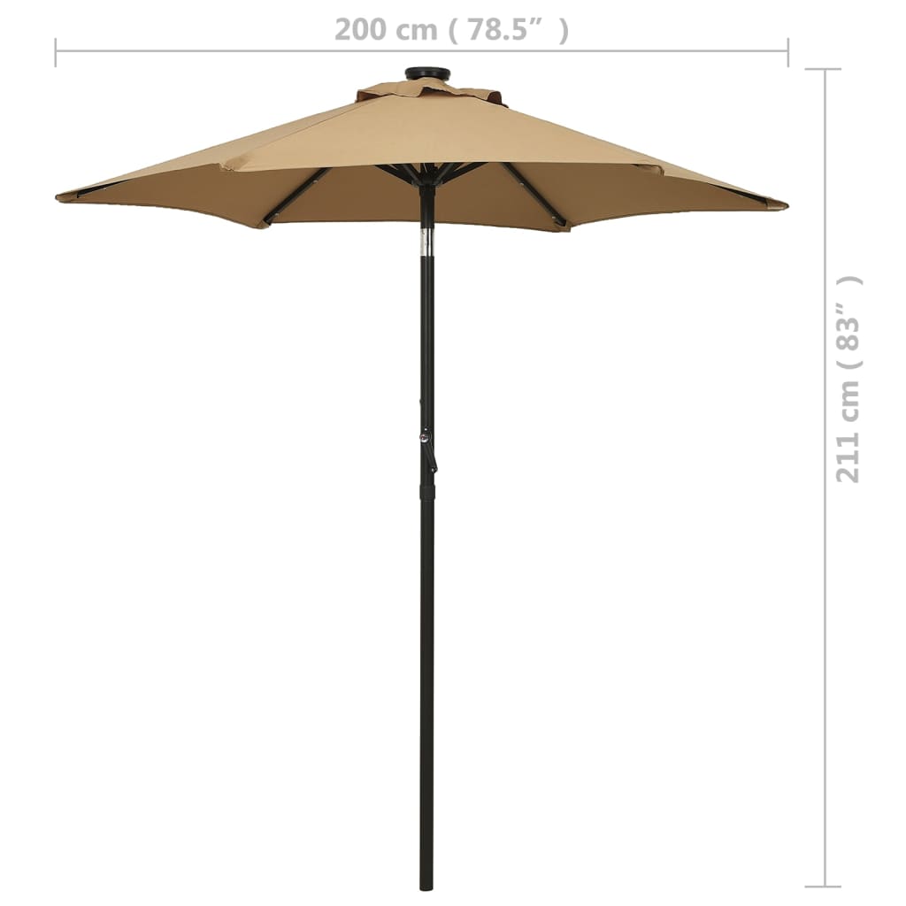 Parasol met LED-verlichting 200x211 cm aluminium taupe