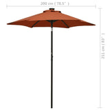 Parasol met LED-verlichting 200x211 cm aluminium terracotta