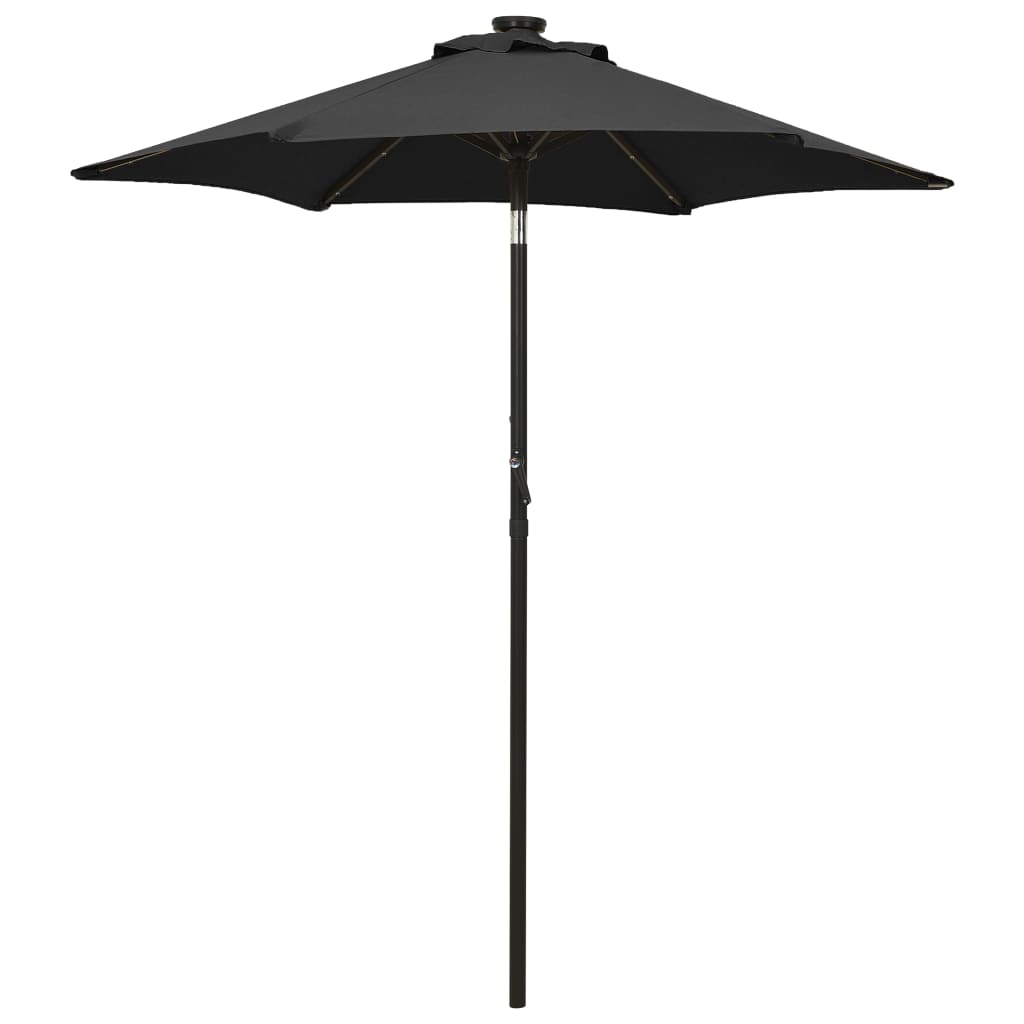 Parasol met LED-verlichting 200x211 cm aluminium zwart