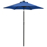 Parasol met LED-verlichting 200x211 cm aluminium azuurblauw