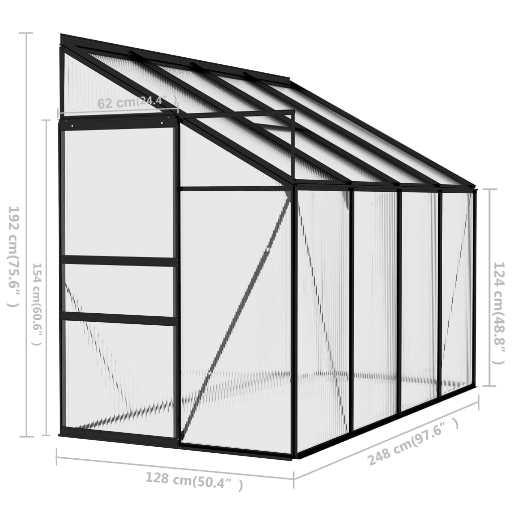 Broeikas 5,02 m³ aluminium antracietkleurig