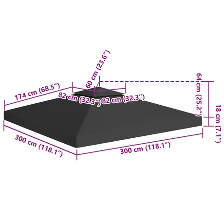 Prieeldak 2-laags 310 g/m² 3x3 m zwart - AllerleiShop