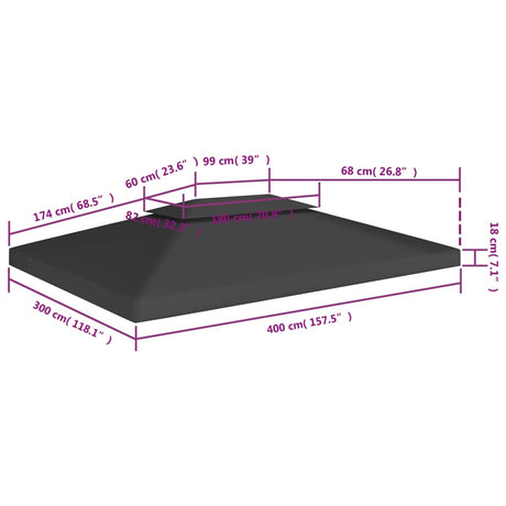 Prieeldak 2-laags 310 g/m² 4x3 m zwart - AllerleiShop