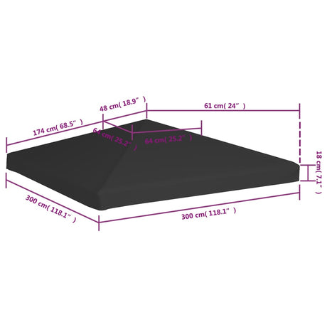 Prieeldak 270 g/m² 3x3 m zwart - AllerleiShop