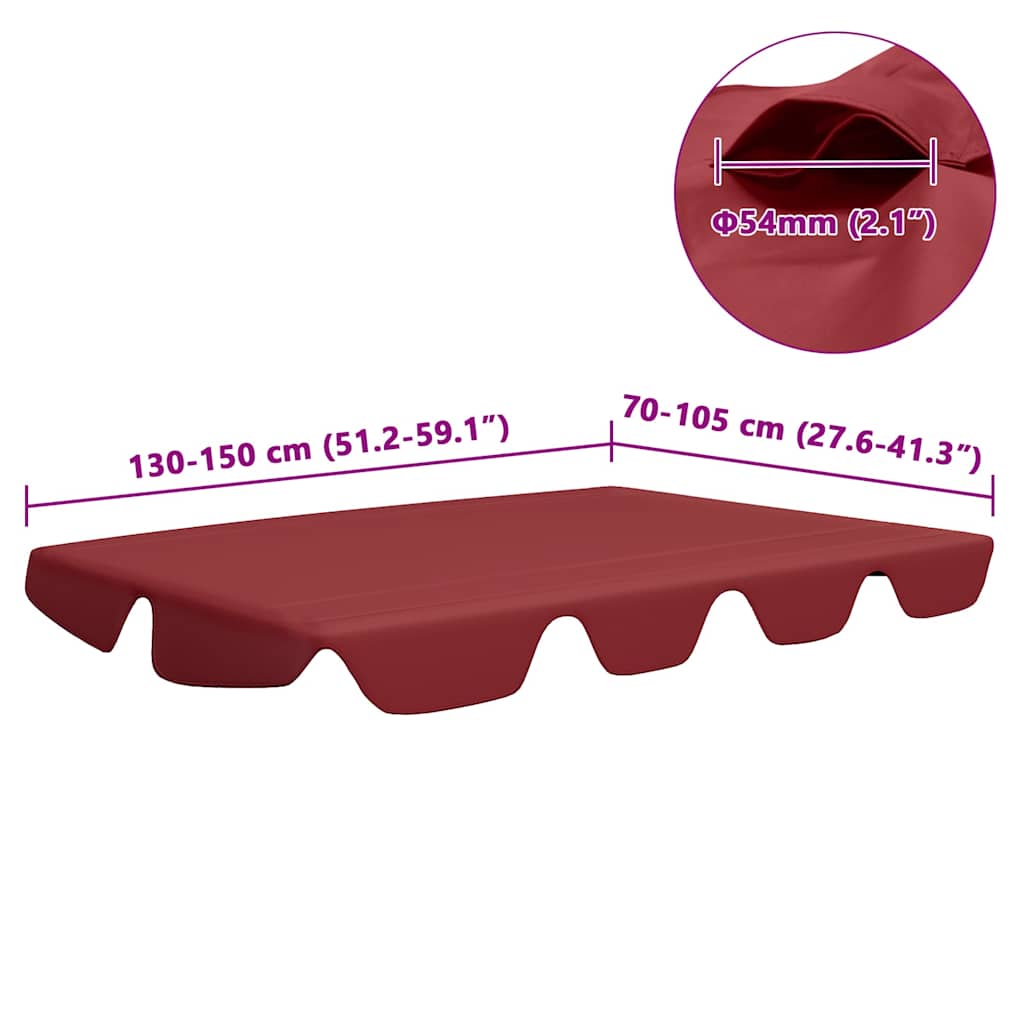 Vervangingsluifel voor schommelbank 150/130x105/70 cm wijnrood