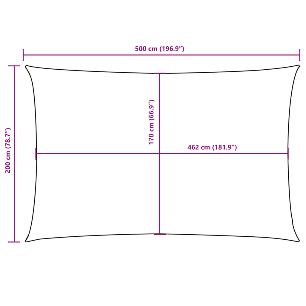 Zonnescherm rechthoekig 2x5 m oxford stof wit