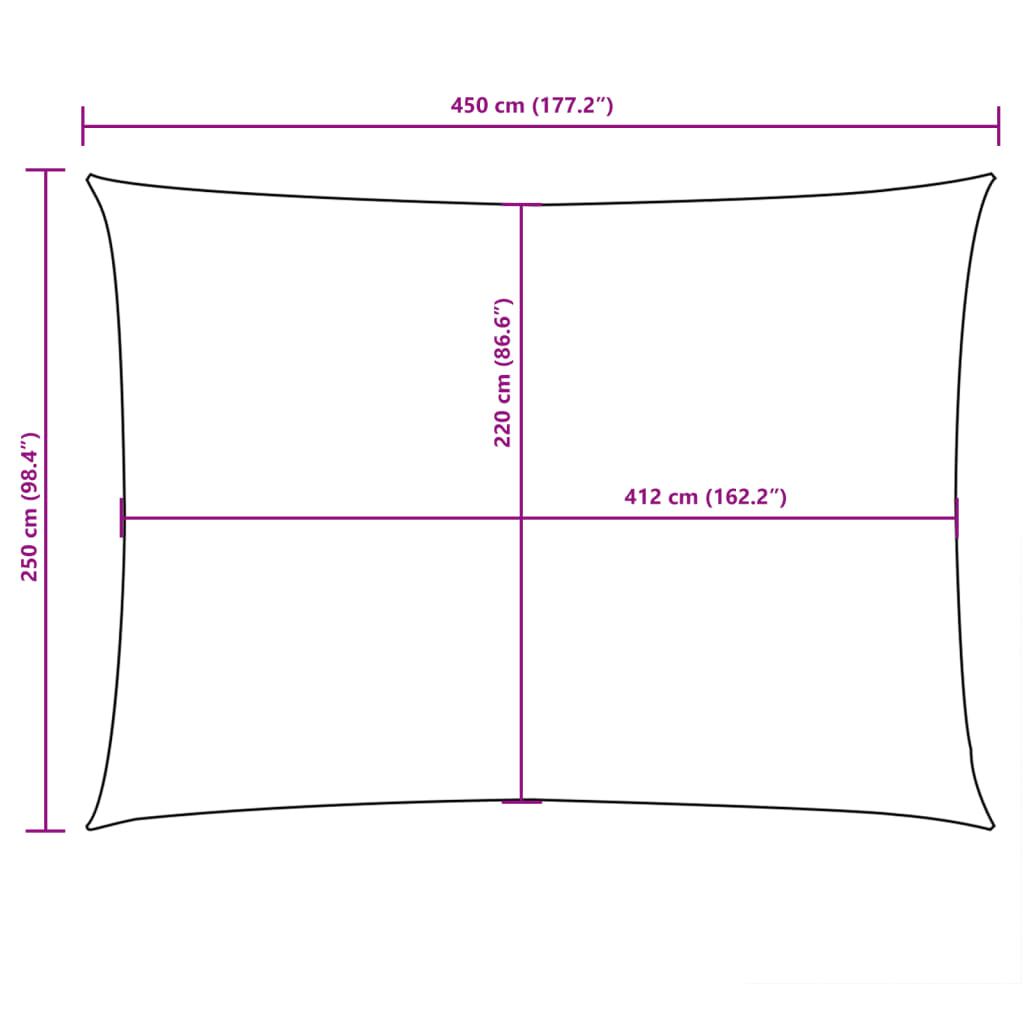 Zonnescherm rechthoekig 2,5x4,5 m oxford stof wit