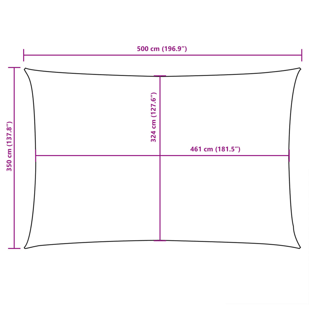 Zonnescherm rechthoekig 3,5x5 m oxford stof wit