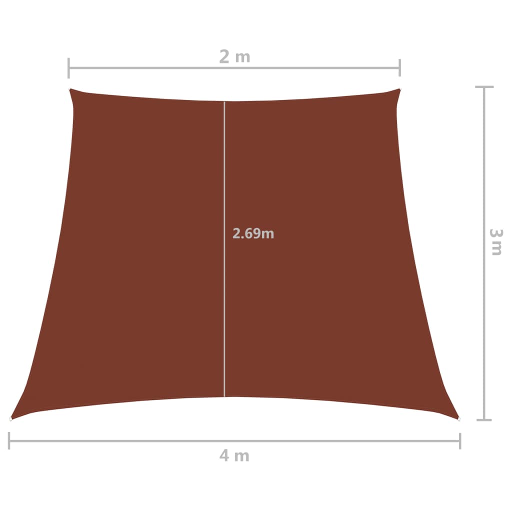 Zonnezeil trapezium 2/4x3 m oxford stof terracottakleurig