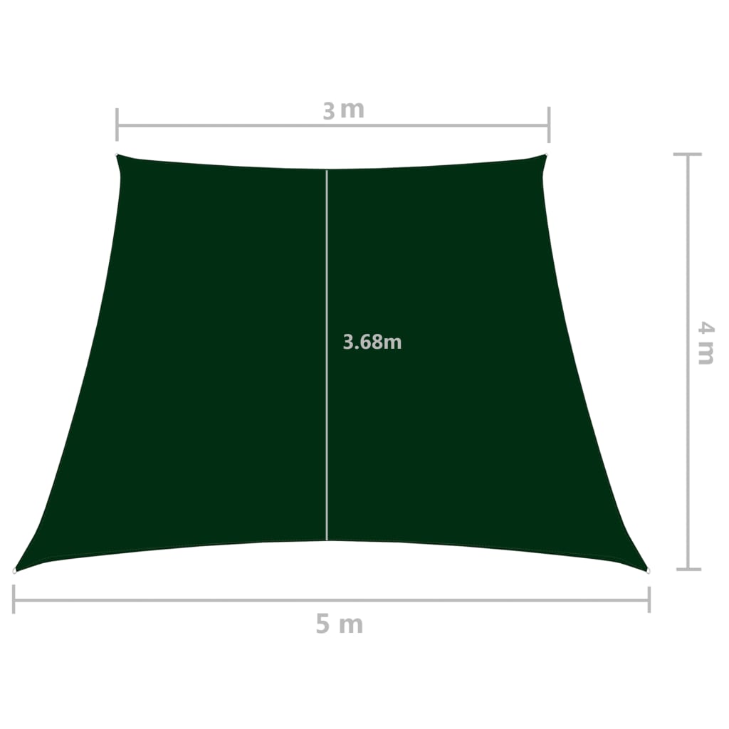 Zonnezeil trapezium 3/5x4 m oxford stof donkergroen