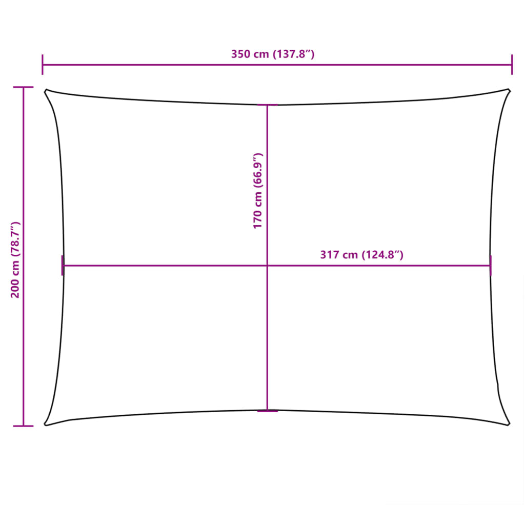 Zonnescherm rechthoekig 2x3,5 m oxford stof zwart