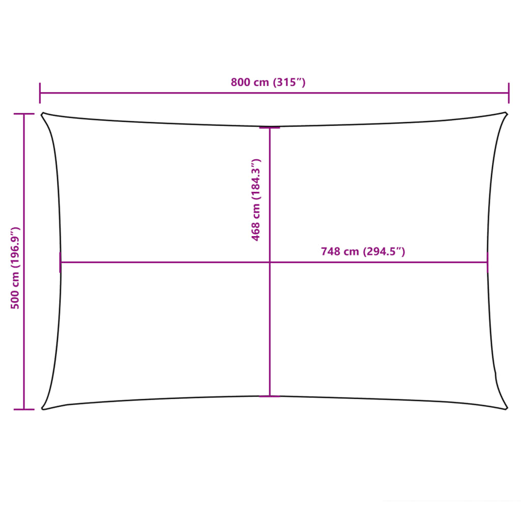 Zonnescherm rechthoekig 5x8 m oxford stof zwart