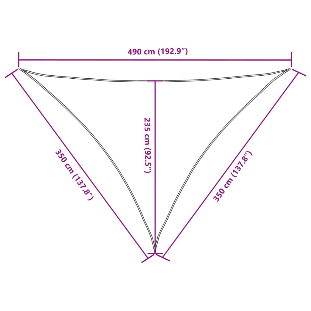 Zonnescherm driehoekig 3,5x3,5x4,9 m oxford stof zwart