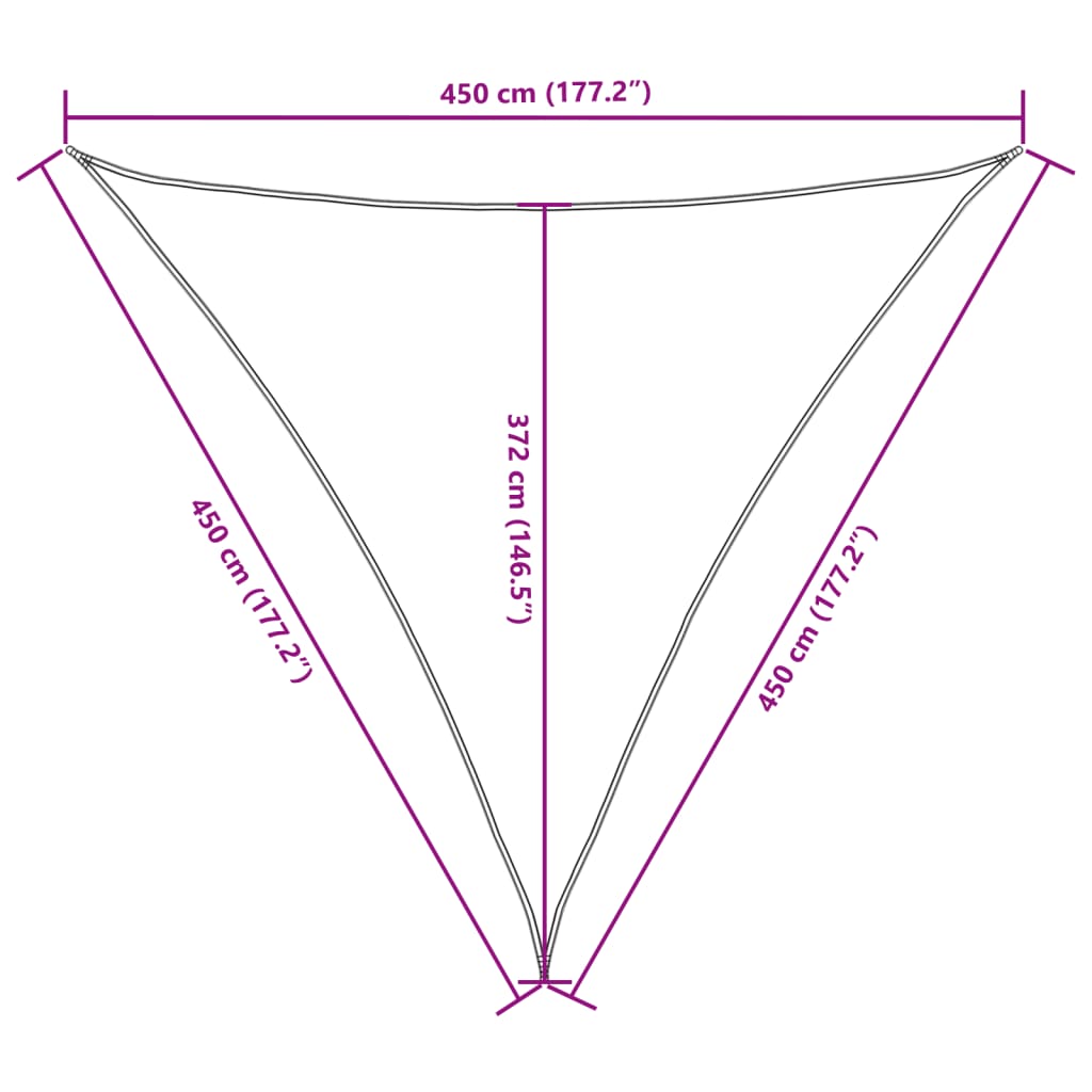 Zonnescherm driehoekig 4,5x4,5x4,5 m oxford stof zwart