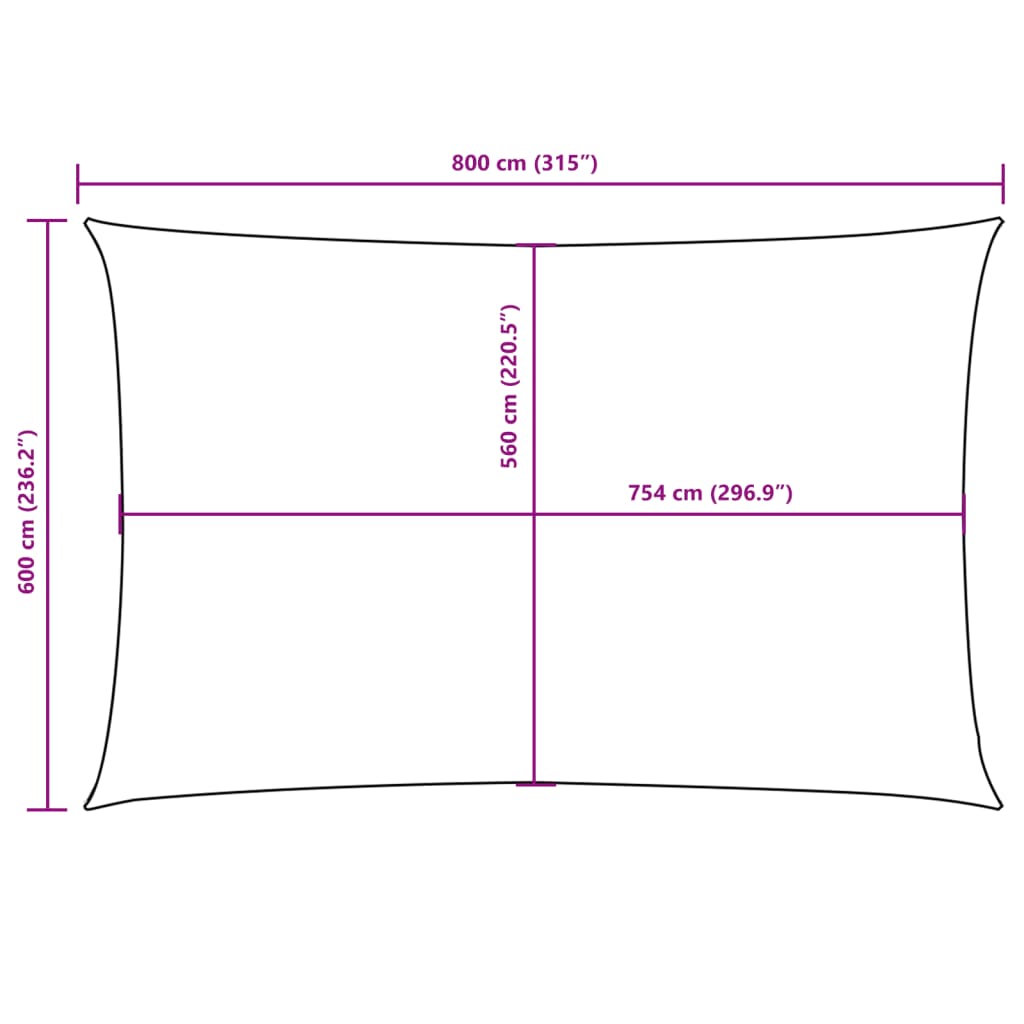 Zonnescherm rechthoekig 6x8 m oxford stof bruin