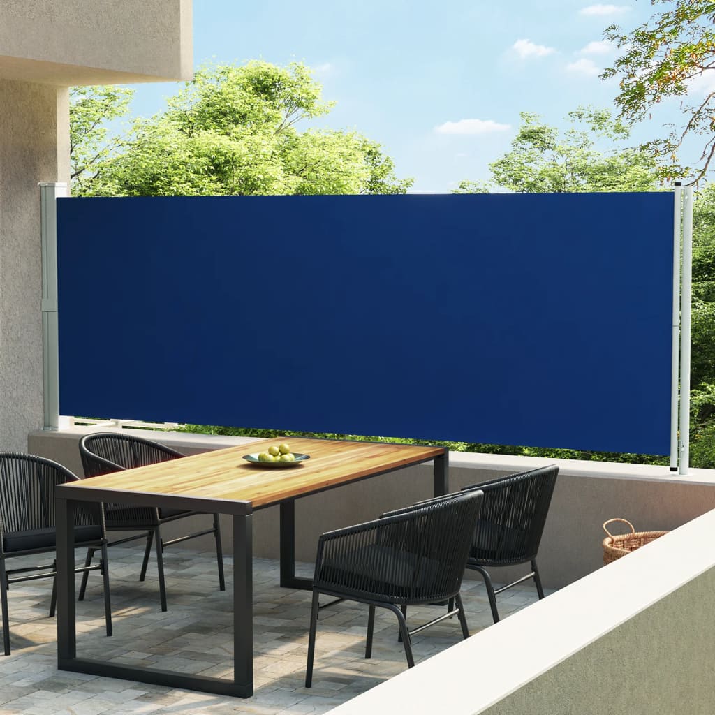 Tuinscherm uittrekbaar 600x160 cm blauw