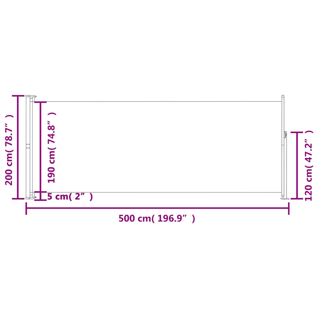 Tuinscherm uittrekbaar 200x500 cm crème