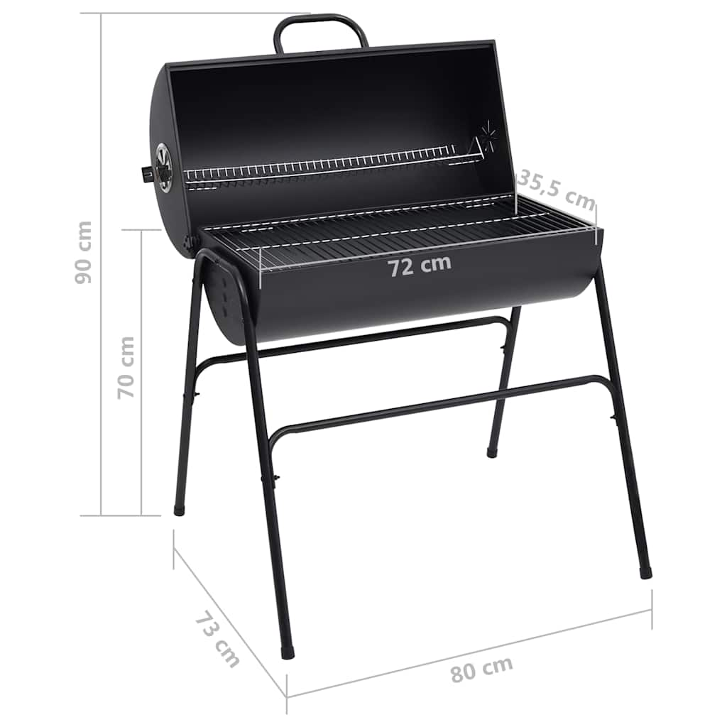 Barbecuevat met 2 kookroosters 80x95x90 cm staal zwart