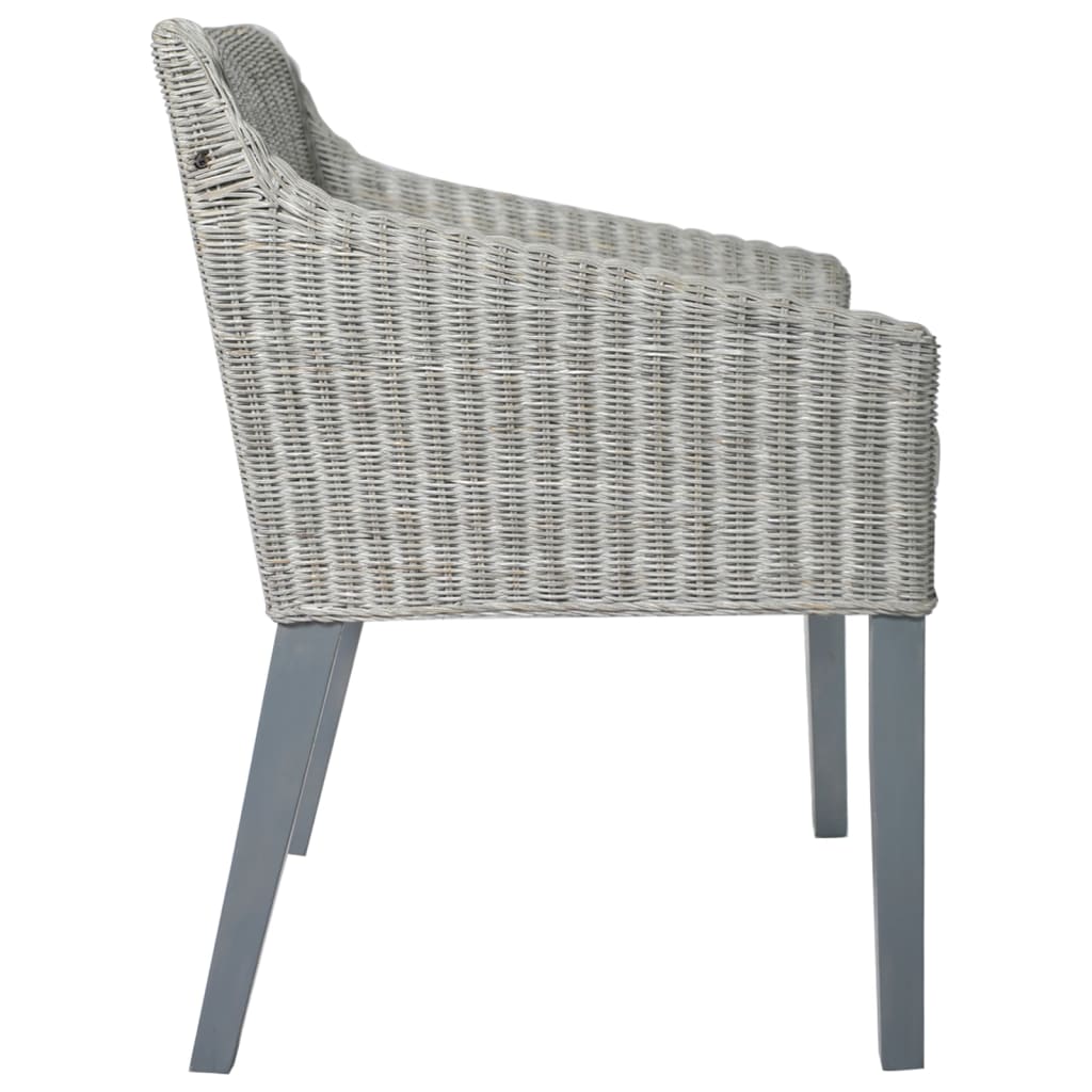 Eetkamerstoelen 2 st met kussens natuurlijk rattan grijs - AllerleiShop