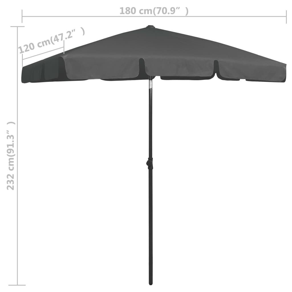 Strandparasol 180x120 cm antracietkleurig