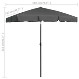 Strandparasol 180x120 cm antracietkleurig