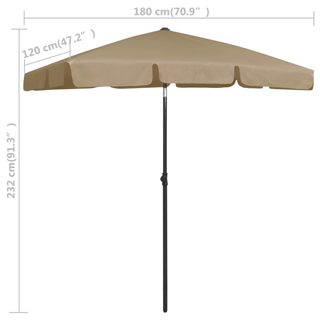 Strandparasol 180x120 cm taupe