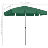 Strandparasol 200x125 cm groen