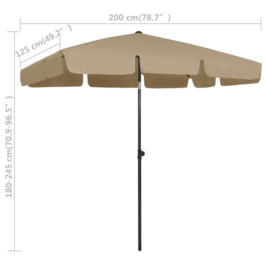 Strandparasol 200x125 cm taupe