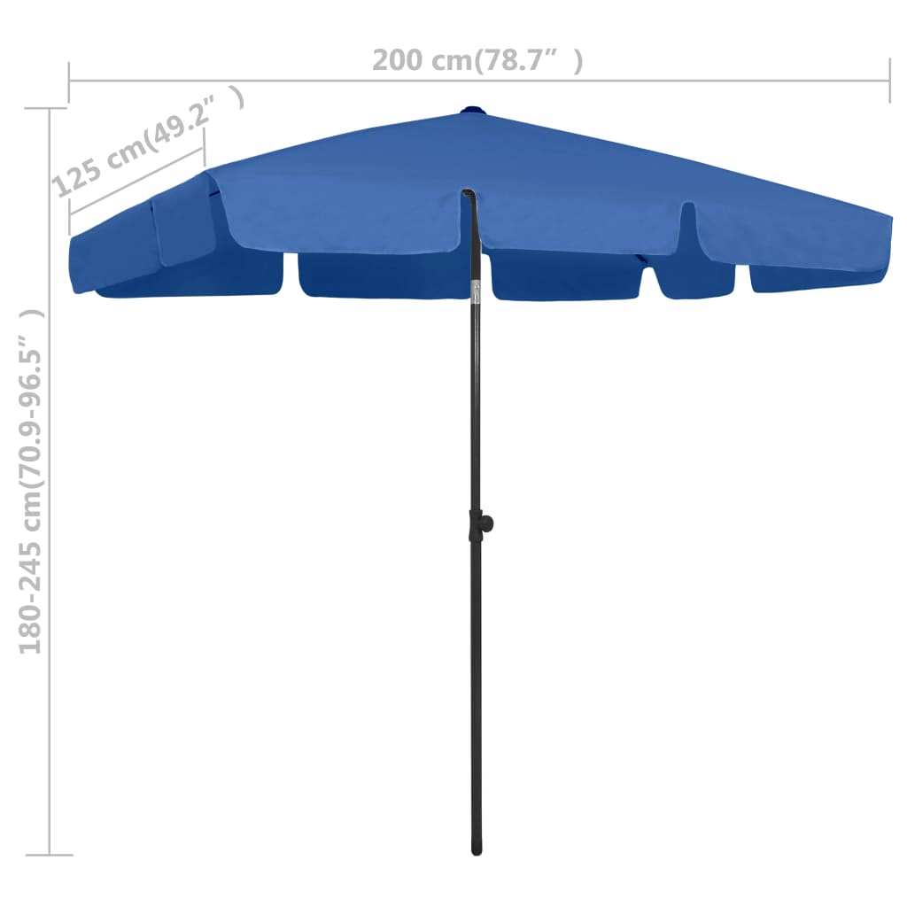 Strandparasol 200x125 cm azuurblauw