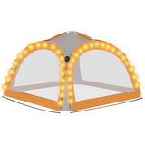 Partytent met LED en 4 zijwanden 3,6x3,6x2,3 m grijs en oranje - AllerleiShop