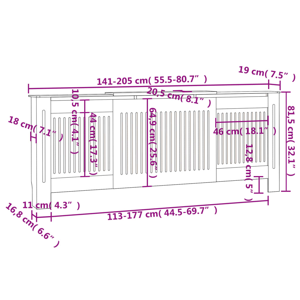 Radiatorombouw 205 cm MDF wit - AllerleiShop