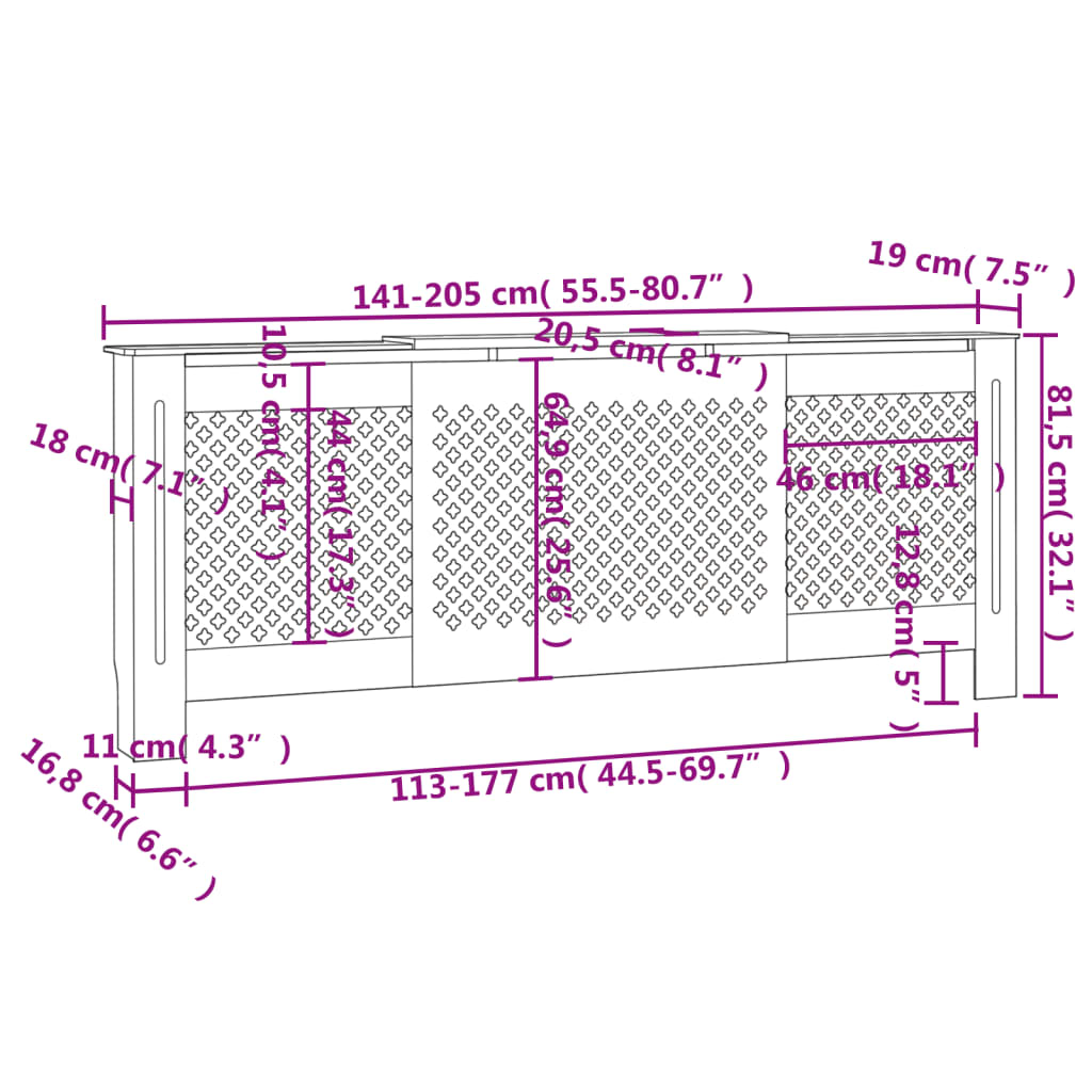 Radiatorombouw 205 cm MDF wit - AllerleiShop