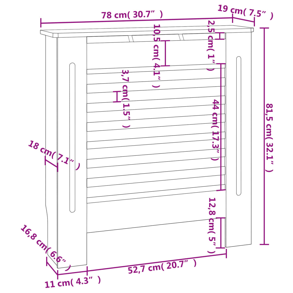 Radiatorombouw 78 cm MDF wit - AllerleiShop