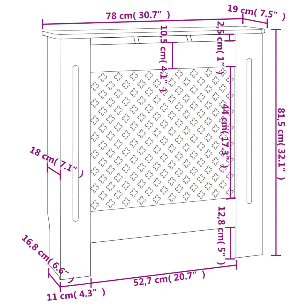 Radiatorombouw 78 cm MDF wit - AllerleiShop