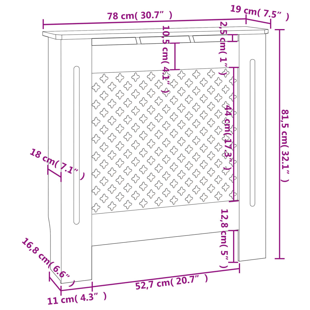 Radiatorombouw 78 cm MDF zwart - AllerleiShop